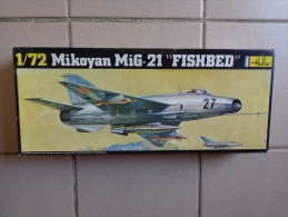 Maquette Avion Militaire--en Plastique-mikoyan Mig-21 "fishbed"-.1/72-ref Heller 252- - Aerei