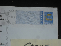 GELLAINVILLE - EURE ET LOIR - FLAMME MUETTE DOUBLE CERCLE SUR DECOUPE PAP LOGO BLEU - INADMIS !! - Lettres & Documents