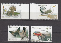 CUBA, 2012, Mitos Y Leyandas, Set 4 Value, Monkey, Bird, Butterfly, Car, MNH, (**) - Usati