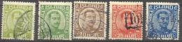 1921-22 King Christian X Mi 99-103 / Facit 128;32;35;37;40 / Sc 112;16;19;21;24 /YT 105-9 Used/oblitéré/gestempel T [lie - Used Stamps