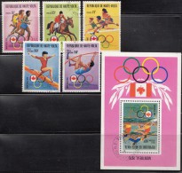 Haute Volta 1976 Mi#617-621 + Block, Olympic Games - Alto Volta (1958-1984)
