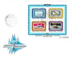 HUNGARY-1974. AIR FDC Souv.Sheet - Aerofila(Zeppelin,Hot Air Ballon) Mi : Bl.109. - FDC