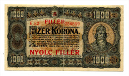 Hongrie Hungary Ungarn 1.000 Korona 1923 "" 8 Filler "" Overprint # 2 - Hongrie