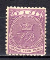 (SA0480) FIJI, 1890 (VR, 4p., Violet). Mi # 32. Mint Hinged* Stamp - Fidschi-Inseln (...-1970)