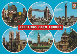 Inglaterra--Greetings From London--Barco De Guerra Bajo El Puente - River Thames