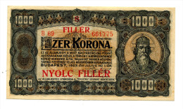 Hongrie Hungary Ungarn 1.000 Korona 1923 "" 8 Filler "" Overprint # 6 - Hungría