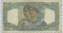 1000 Francs Minerve Et Hercule, Ref Fayette 41-24, état TTB - 1 000 F 1945-1950 ''Minerve Et Hercule''