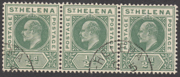 St Helena  1902   1/2d   SG53  Used Strip Of 3 - Sainte-Hélène