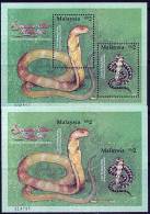 MALAYSIA  2002 COBRA SNAKES X2 S/S Perf/IMPERF SC# 869A,B VF MNH REPTILES (D0134) - Serpents