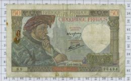 50 Francs Jacques Coeur, Ref Fayette 19-1, état TB - 50 F 1940-1942 ''Jacques Coeur''