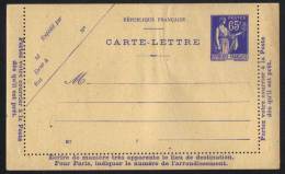 TYPE PAIX / 1937 ENTIER POSTAL - CARTE LETTRE  / COTE 35.00 EUROS (ref 4757) - Cartes-lettres