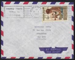 POLYNESIE - PAPEETE - TAHITI  / 1961 - PA # 1 SUR LETTRE AVION POUR STRASBOURG (ref 4753) - Brieven En Documenten