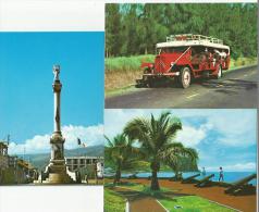 LA REUNION Saint-Denis Le Barachois Monument Aux Morts Le Car Courant D'air 3 Cartes - Réunion