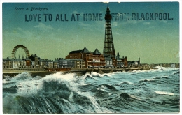 BLACKPOOL : STORM / LOVE TO ALL AT HOME FROM BLACKPOOL - OVERPRINT - Blackpool