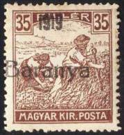 YUGOSLAVIA - UNGARN - CROATIA - BARANYA -  35 Fil.  III Typ Ovpt - Short. "1"  - *MLH  - 1919 - Exist 280 Pcs - AT - Ungebraucht