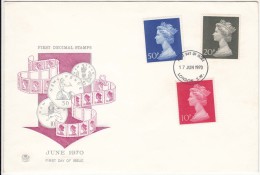 Great Britain FDC 1970, First Decimal Stamps, - 1952-1971 Pre-Decimal Issues