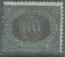 SAN MARINO - 1892 Coat Of Arms 5c Carmine On Green - Neufs