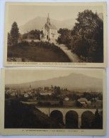 74 : La Roche-sur-Foron - 2 CPA - Vue Générale , Le Viaduc & Chapelle N.-D. De Bénite Fontaine - La Roche-sur-Foron