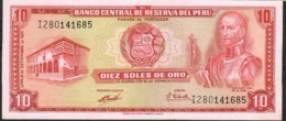 PERU  P100b   10   SOLES DE ORO    9.9.1971    UNC. - Pérou