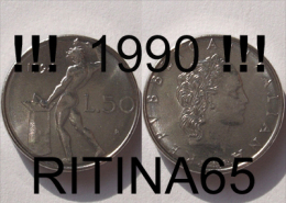 !!! 50 LIRE 1990 FDC " VULCANO " !!! - 50 Liras