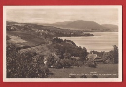 Z0353 Vue Sur St Aubin Depuis Vaumarcus, Ligne Chemin De Fer Yverdon-Neuchâtel. Cachet 1928 - Saint-Aubin/Sauges