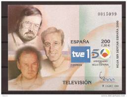 ES3764-LA009THC.Spain Espagne EXPO 2000 HOJA SIN DENTAR TELEVISION.Bertin Osborne.Ibañez Serrador.Emilio Aragon...LUJO - Commemorative Panes