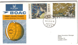 FIRST POLAR FLIGHT  18 12 1969 LONDON-ANCHORAGE TOKYO OSAKA C.1445 - Cartas & Documentos