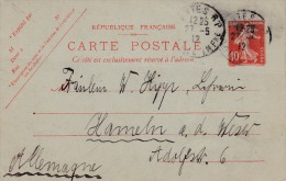 00435 Enteropostal De Francia A Alemania 1912 - Autres & Non Classés