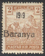 YUGOSLAVIA - UNGARN - CROATIA - BARANYA - 2 Fil. III Typ Ovpt - Short. "1" - *MLH - 1919 - Exist 360 Pcs - Neufs