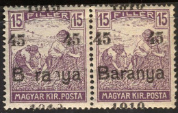 YUGOSLAVIA - UNGARN - CROATIA - BARANYA  - 45/15 Fil.  II+I Typ Ovpt -  "B" + ERROR  - *MLH - 1919 - Nuevos