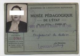 Carte De Proffesseur De Dessin De Paris 5  Pour Musee Pedagogique .AB3 - Diplome Und Schulzeugnisse