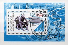 Olympiade Calgary 1988 DDR Block 90 O 2€ Sport Renn-Rodeln Doppel Blocchi M/s Winter Sport Bloc Olympic Sheet Bf Germany - Winter 1988: Calgary