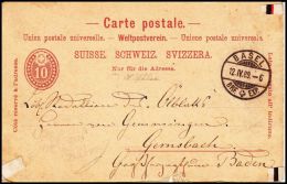Switzerland 1889, Postal Stationery Basel To Gernsbach - Briefe U. Dokumente