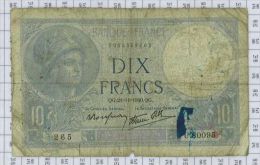 10 Francs Minerve Type 1915 Modifié, Ref Fayette 7-21, état TB - 10 F 1916-1942 ''Minerve''