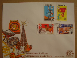 UGANDA 1976 TELECOMMUNICATIONS DEVELOPMENT  Issue  FDC With FULL SET FOUR Stamps . - Ouganda (1962-...)