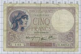 5 Francs Violet Type 1917 Modifié, Ref Fayette 4-3, état TB-TTB - 5 F 1917-1940 ''Violet''