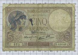 5 Francs Violet Type 1917 Modifié, Ref Fayette 4-14, état TB - 5 F 1917-1940 ''Violet''