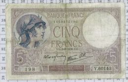 5 Francs Violet Type 1917 Modifié, Ref Fayette 4-4, état TB-TTB - 5 F 1917-1940 ''Violet''