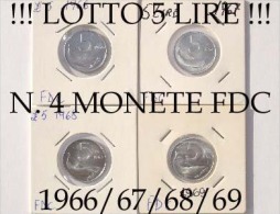 !!! N. 4 MONETE DA 5 LIRE FDC 1966 NC/67/68/69 !!! TUTTE FDC/UNC - 5 Lire