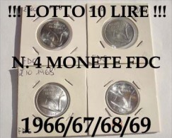 !!! 10 LIRE SPIGHE N. 4 MONETE FDC 1966 NC/67/68/69 !!! - 10 Lire