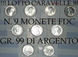 !!! N. 9 MONETE DA LIRE 500 "CARAVELLE" FDC IN ARGENTO !!! TUTTE FDC/UNC - 500 Lire