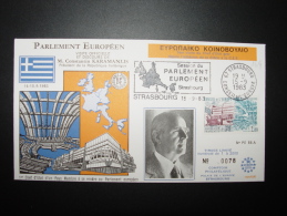 KARAMANLIS GRECE 1ère VISITE DEPUIS L'ADHESION GRIECHENLAND GREECE FDC CONSEIL DE L´EUROPE LIMITED EDITION LIMITE - Covers & Documents