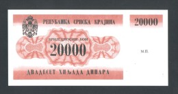 KROATIEN - CROATIA - KRAJINA,  20,000 Dinara 1991 UNC *P-RA2  , POSSIBLE FAKE? - Croatie