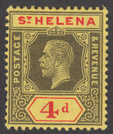 St Helena 1912  4d  SG83  MH - St. Helena