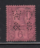 Great Britain Used Scott #119 6p Victoria, Violet On Rose Perfin: W D & S - Jubilee - Perfin