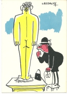 CPSM   ILLUSTRATEUR LASSALVY VIEILLE DAME STATUE HOMME NU - Lassalvy