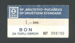 BOSNIA - BOSNIEN UND HERZEGOWINA:  1 Dinar ND(1980th) VF+  , SP ´´BRATSTVO´´ PUCAREVO * VERY RARE !! - Bosnie-Herzegovine