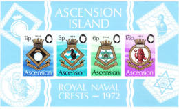 Ascension 1972 Coat Of Arms Of Royal Navy Ships S/S MNH - Ascensión