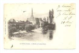 Cp, 86, Saint-Savin, Le Moulin Et L'Ancien Abbaye, Voyagée 1903 - Saint Savin