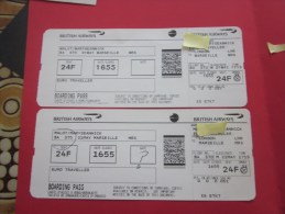 2 Billets Ticket D'avion British Airways>> Londres Marseille BOARDING Pass Embarquement London - Welt